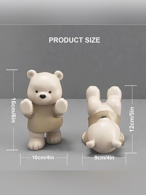 Beige Bear Plush-Style Figurines Decor